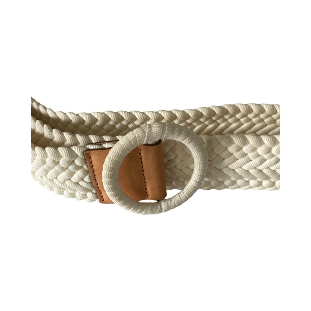 J. Crew Cream Braided Cotton Belt with Tan Leather Ring - Picture 3 of 4